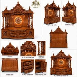 Traditional South Indian Style Temple with Grand Gopuram Custom Luxury Wooden Temple for Home Wholesale Luxury Wooden <b>Mandir</b> - Product Image 6