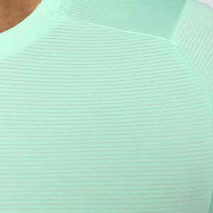Camiseta Deportiva de Manga Corta para Hombre, Color Verde Menta, Transpirable, Absorbente de Humedad, Invierno, Color Sólido, 100% Algodón, Logotipo Frontal - Product Image 4
