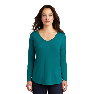 <b>Women</b> Long Sleeve V-Neck T-<b>Shirt</b> Solid Color <b>Loose</b> Fit Casual Knitted Polyester Breathable All Seasons Teal Green - Product Image 1