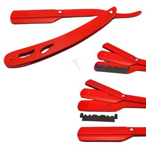Kit de Rasage de Luxe Premium Professionnel pour Barbier, Rasoir à Main SHAVETTE pour Hommes, Visage, Maillot, Bras, Acier Rouge, Verrouillage à Levier - Product Image 1
