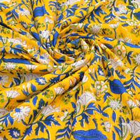 Tela 100% Algodón Suave y Puro con Estampado Floral para Ropa - Túnica India para Vestidos, Cortinas, Ropa de Dormir, Juguetes, Ligera