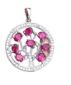 Colgante de rubí rojo y diamante moissanita en plata de ley 925, colgante personalizado y otras joyas de diamantes, regalo para aniversario. - Product Image 1
