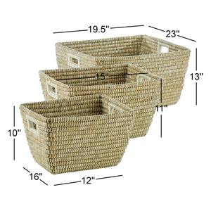 Juego de 3 cestas tejidas con bases inclinadas. Cesta de almacenamiento hecha a mano. Venta al por mayor. Ecológico. Hecho en Vietnam. - Product Image 2