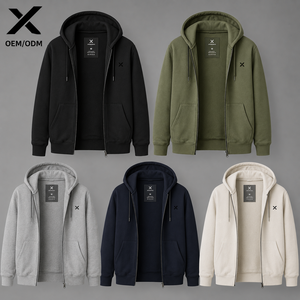 Sweat à capuche zippé 100 % coton personnalisé pour homme X Sports City, ajustable avec œillets métalliques, poche kangourou, design épaules tombantes, doux - Product Image 3