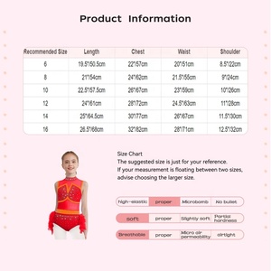 6-16 niños niñas Jazz baile latino traje leotardo con falda de plumas competiciones fiestas niños ropa de baile disfraces - Product Image 6