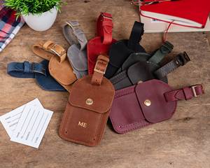 Luxury Custom Genuine Leather Luggage Tags Privacy Flap Travel Bag Tags Suitcase <b>Name</b> <b>Labels</b> Bulk Promo LMP-0295 - Product Image 1