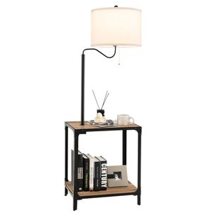 Lampada da Terra LED Moderna e Minimalista con Tavolino, Testa Rotante a 360°, Porte di Ricarica USB per Soggiorno - Product Image 1