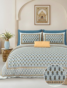 Ensemble de 3 pièces vintage Alankar imprimé à la main, motif floral, 100 % coton, fait main, personnalisable, style bohème indien, pour la décoration intérieure, toutes saisons, résistant à la décoloration - Product Image 1
