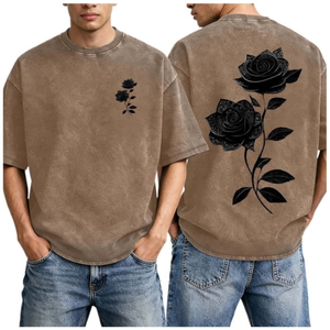 100% Cotton 240 Grams Wholesale Custom Front Acid Wash T-Shirt Oversized Blank Vintage Men's Heavyweight Tees Drop Shoulder - Product Image 4