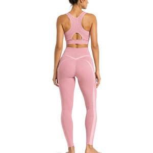 Introducing Seamless Ribbed Gym Set Women Comfortable Training Clothing With Flexible Fabric For Gym Workouts <b>Pilates</b> <b>Yoga</b> - Product Image 2