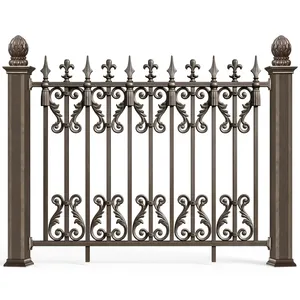 Valla Clásica de Hierro para Exteriores con Diseño Ornamental y Postes con Forma de Linterna para Uso Residencial - Product Image 4