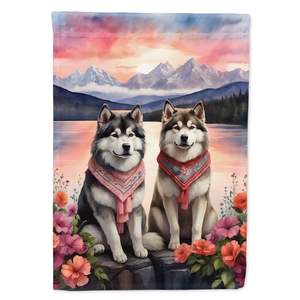 Multicolor Alaskan Malamute dos corazones jardín bandera buzón decorativo patio Banner para Patio ilustraciones para camas de flores pequeñas - Product Image 1