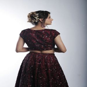 Modern Designer Custom Made Bridal Wedding Lehenga Choli | Lace Draped | <b>Sequin</b> Embroidery | Premium Multicolor Occasion | Set - Product Image 1