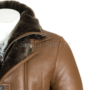 Good Quality New Arrival Breathable Heavy Outerwear With Long Lasting Warmth Winter <b>Jacket</b> Long <b>Shearling</b> Leather <b>Jacket</b> <b>For</b> <b>Men</b> - Product Image 3