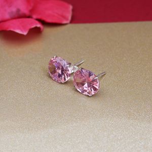 Boucles d'oreilles clous en cristal rose style indien, bijoux en argent sterling 925 avec pierres précieuses pour femmes et jeunes filles, à porter lors de fêtes de mariage - Product Image 4