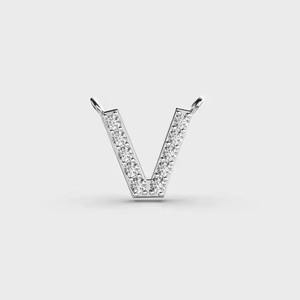 Pendentif Diamant « V » Victorieux Unisexe Plaqué Platine Style Hip Hop Lettre en Diamant de Laboratoire pour Fêtes et Cadeaux d'Anniversaire - Product Image 2