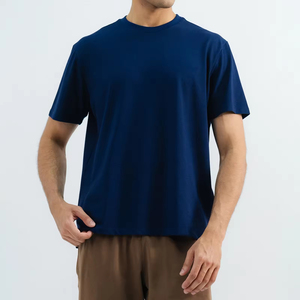 Camiseta Oversize de Punto para Hombre, Mezcla de Poliéster y Algodón, Ropa Deportiva Lisa, Impresión Digital, Logotipo Personalizado, Venta al Por Mayor - Product Image 1