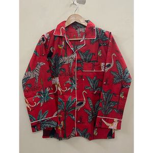Conjunto de Pijama Elegante y Modesto para Mujer, 100% Algodón, Estampado Floral, Ropa de Dormir Suave y Transpirable, Cintura Elástica, 3 Piezas - Product Image 3