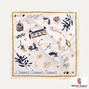 Elegante Pañuelo Cuadrado Personalizado con Estampado, Tacto de Seda Suave, Chal de Moda, Envoltura para la Cabeza, Fabricante y Proveedor Textil de Marca Privada OEM ODM - Product Image 2