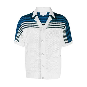 Custom Summer Short Sleeve Knitwear Quater Polo Pullover Shirt Cotton Knitted Clothes Men's Short Sleeve Cardigan