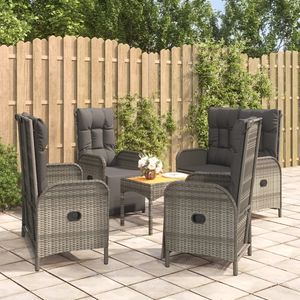 Set da pranzo Patio in Rattan grigio 5 pezzi con cuscini eleganti Set da giardino - Product Image 1