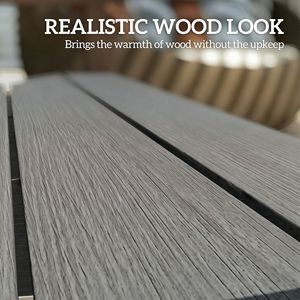 Panca da Giardino in HDPE Grigia per 2 Persone con Capacità di 240 Kg, Seduta Curva per Esterni, Patio, Veranda, Parco, Prato, Cortile - Product Image 6