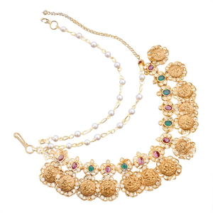 Royal Vintage Brass Ear Chain with White Pearls for Wedding & Party - Product Image 3