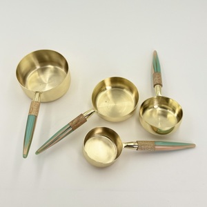 Utensilios de Medición para Cocina, Juego de 4 Tazas y Cucharas Medidoras de Acero Inoxidable para Café en Polvo con Mango de Resina - Product Image 3