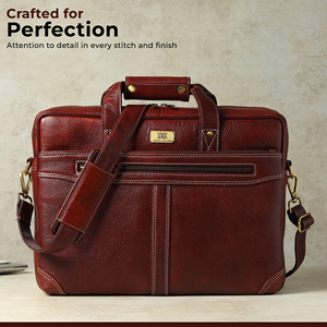 Sac pour ordinateur portable en cuir véritable de qualité supérieure WRIZA pour hommes |   Sac messager de voyage d'affaires de luxe durable de 15,6 pouces avec bandoulière réglable - Product Image 2