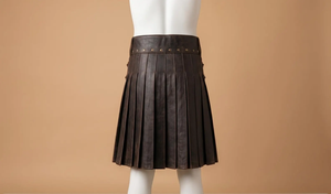 Men's Brown Leather <b>Gladiator</b> Kilt Renaissance Sexy <b>Costume</b> with Belt-Eco-Friendly - Product Image 6