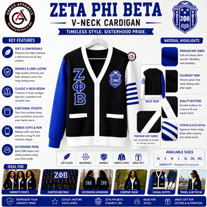 เสื้อไหมพรมอะคริลิคปักลาย Zeta Phi Beta  แบบลำลองสำหรับฤดูหนาว  คุณภาพสูง  ระบายอากาศได้ดี  คอวี  ติดกระดุม - Product Image 5