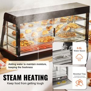 Espositore Riscaldato Commerciale a 3 Livelli 1500W con Controllo Manuale della Temperatura e Ripiani Regolabili 86-185°F - Product Image 4