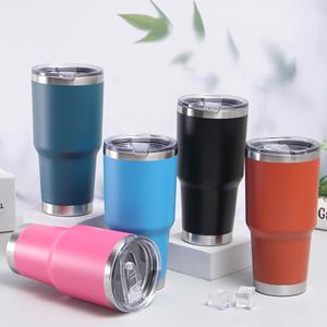 USA Warehouse 30oz Stainless Steel Tumbler Double Wall Vacuum <b>Insulated</b> Travel <b>Mug</b> With Slider Lid and Straw - Product Image 2