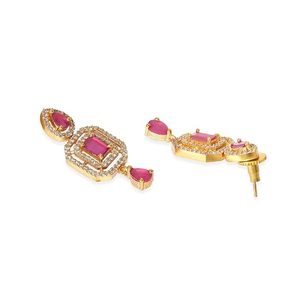 Gold Plated Zinc Alloy Necklace Earring Headpiece <b>Set</b> Imitation <b>Pearl</b> Geometric Design for Women Wedding Bridal <b>Jewelry</b> Classic - Product Image 6