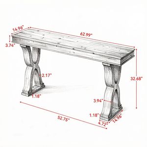 Farmhouse Solid Wood <b>Console</b> <b>Table</b> <b>Narrow</b> Entryway <b>Table</b> Rustic Long Sofa <b>Table</b> for Hallway Living Room - Product Image 4