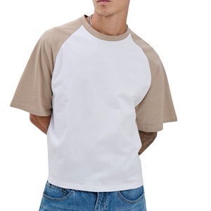 T-shirts pour hommes à coupe ample, manches raglan, couleurs claires, col rond, respirants, 100% coton, impression numérique, OEM - Product Image 1