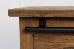 Industrial Wood Sideboard with Metal <b>Sliding</b> Barn <b>Doors</b> and 4 Drawers Buffet Storage <b>Cabinet</b> - Product Image 5