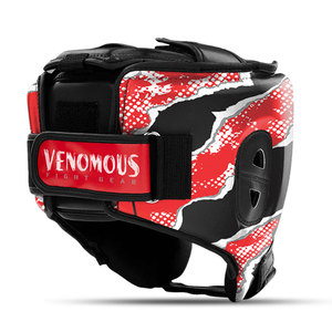 Venomous Red Viper <b>Boxing</b> <b>Headgear</b> Leather MMA Muay Thai Protective Head Guard Shock Absorbent Adjustable Fit - Product Image 2
