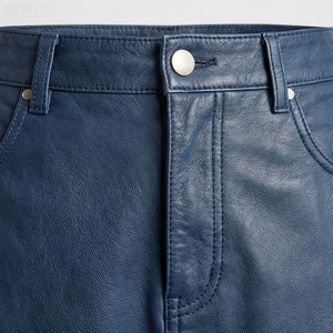 Women High Waist A-Line PU Leather Skirt Solid Color Knee-Length Minimalist Style With Pockets - Product Image 4