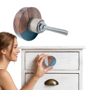 Pomo de Mueble Redondo Moderno de Madera con Incrustaciones de Resina Turquesa y Hueso para Muebles del Hogar, Gabinetes y Tiradores de Cajones - Product Image 5