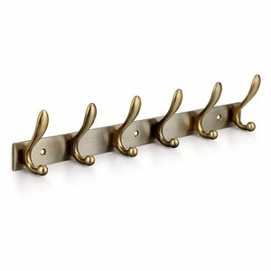 Stainless Steel Portable Wall <b>Hooks</b> 6 <b>Hook</b> <b>Rail</b> Classic Design Rust Resistant Coat Rack for Bathroom Wall or Door Mounting - Product Image 1