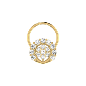 AJRETAIL Piercing de Nariz para Mujer con Diseño Floral Étnico en Oro de 14K y Diamante Natural de 0.14ct, Joyería Fina para Compromiso/Boda - Product Image 1