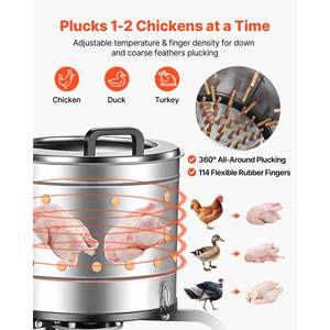 Machine à plumer les poulets électrique 15,7 pouces, 550W, 275 tr/min, 114 doigts souples, roues de transport, acier inoxydable, traitement des plumes - Product Image 2