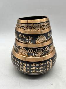 Singing Bowl with Textured Hammered Surface and Intricate Center Design Viewed From Top-Down different color available - Product Image 5