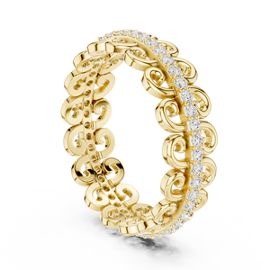Anillo de Eternidad con Patrón de Espiral en Oro Amarillo de Lujo para Mujer, Elegante Anillo de Moda - Product Image 3