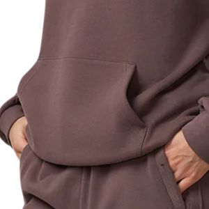 Sudadera con Capucha Oversize Marrón para Mujer, de Forro Polar, Manga Larga, Estilo Casual Urbano, Corte Holgado, para Uso Diario - Product Image 3