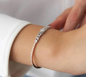 Bracelet tennis de luxe en moissanite et diamant, en argent 925 plaqué rhodium, élégant, pour mariée, mariage, anniversaire, bijoux fins, cadeau pour femme - Product Image 5