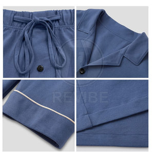 Pyjama d'été pour homme en coton 100% premium, respirant, écologique, taille élastique, élégant, personnalisable - Product Image 6