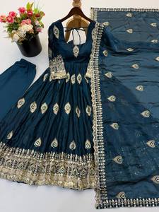 Ensemble de robe en soie Fendy pour femme, broderie lourde de sequins, dupatta, longueur cheville, séchage rapide, extensible, moderne, pour mariage indien/pakistanais - Product Image 6