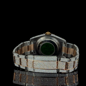 Reloj de Hombre VVS Diamond, Negro, Esfera de 41 mm, Cristal, Deportivo, Elegante, de Acero Inoxidable, Cuarzo, Totalmente Cubierto de Diamantes, Chapado en Oro Blanco de Dos Tonos - Product Image 6